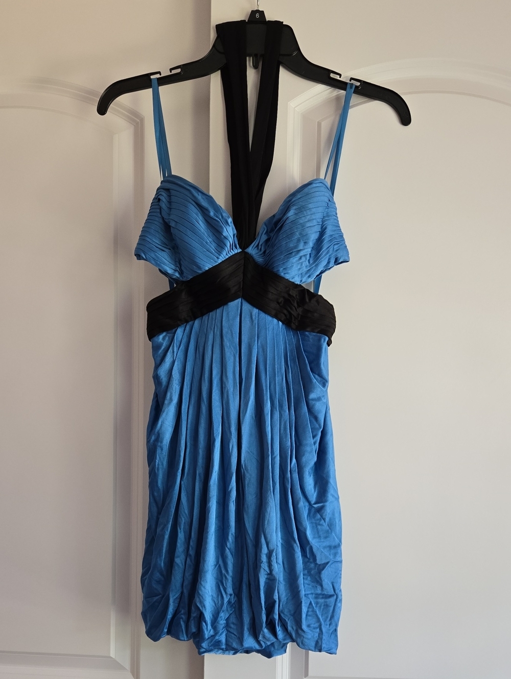 Blue Halter Strapless Dress - Black Accents